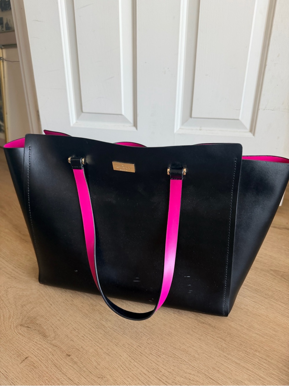 kate spade Black Tote with Hot Pink lining